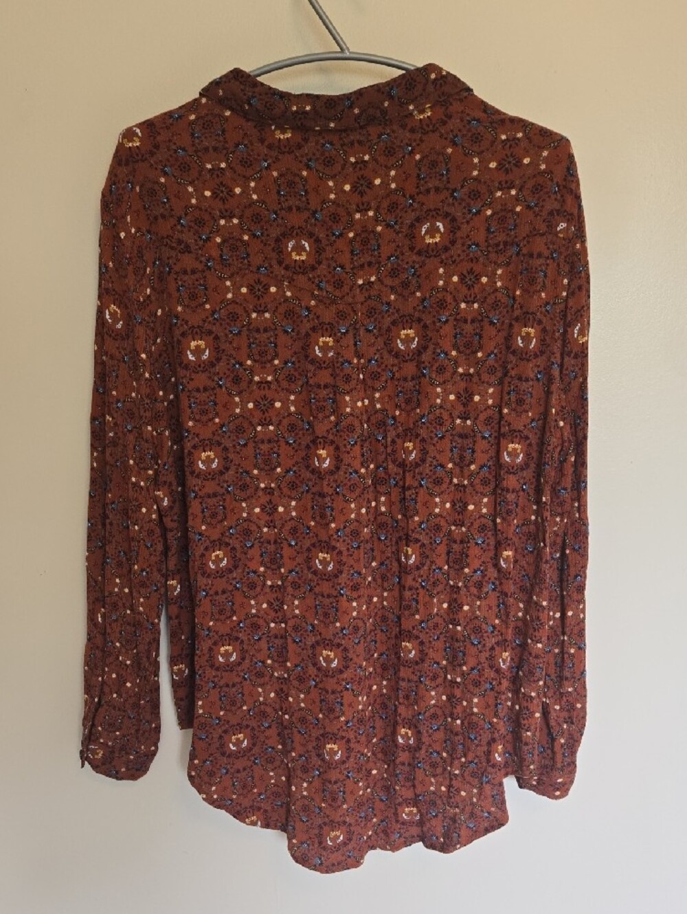 Natural Life Cece Button Down Shirt Relaxed Fit Long Sleeves Rust Floral L Boho - Picture 6 of 9
